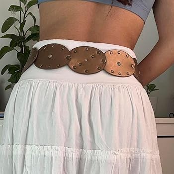 ABYOVRT Women Vintage Y2k Belt Concho Rivet Leather Belts